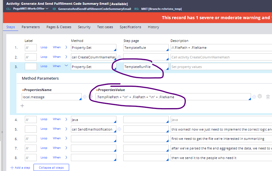 Pega CDH Finalization Activity Needs To Access Output Template 